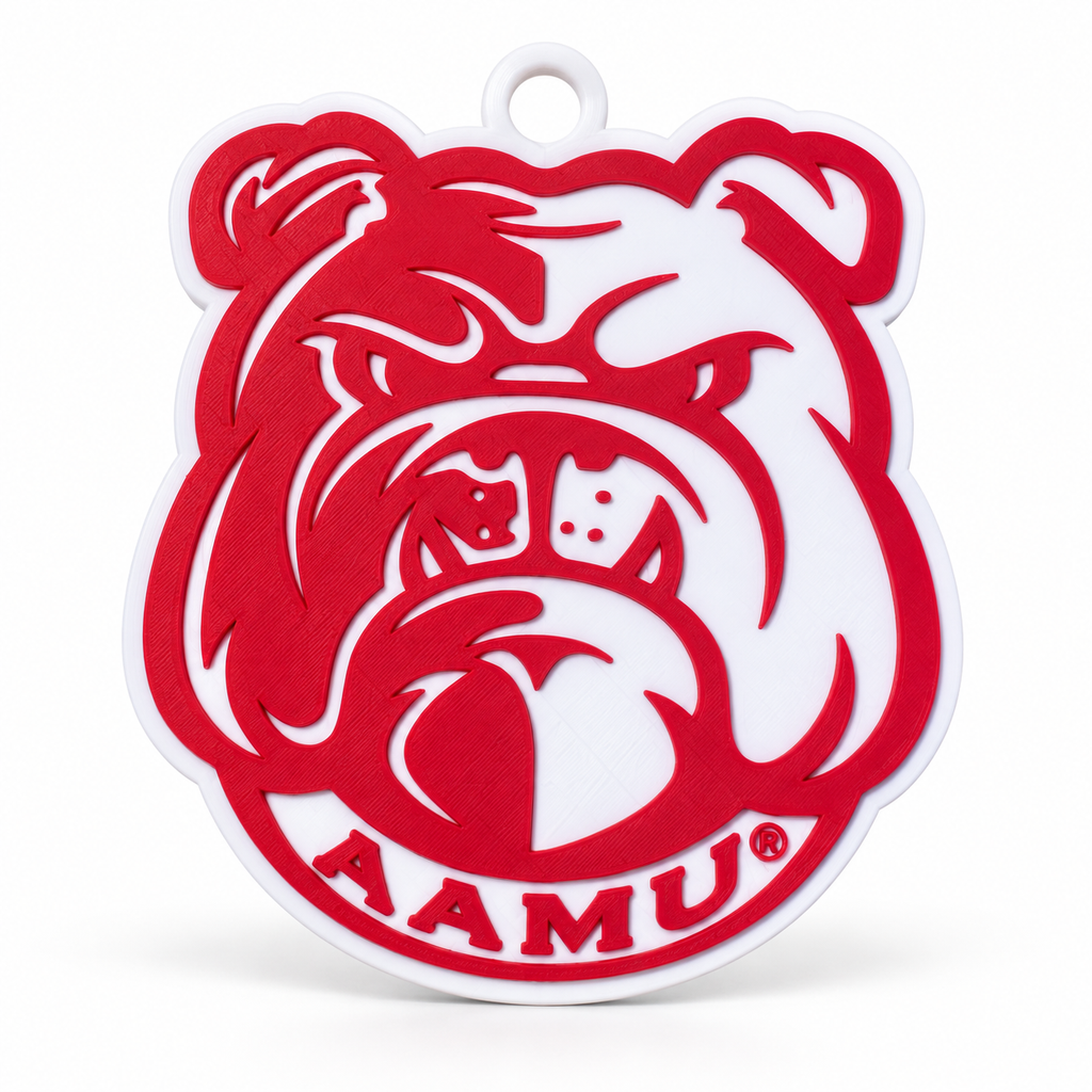 Alabama A&M University Bulldog red and white pendant