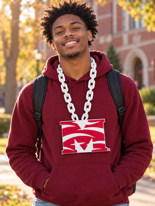 Model wearing the Replay Vault Morehouse College Hype Chain