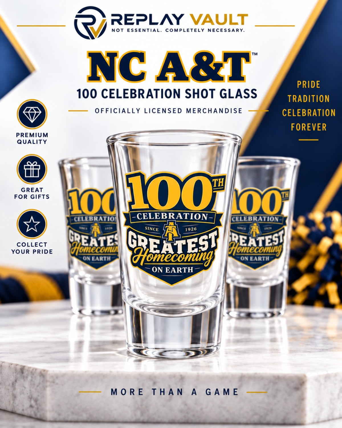 NC A&T 100th Celebration shot glass