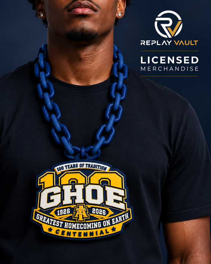 NC A&T GHOE Centennial Hype Chain with solid matte navy blue links