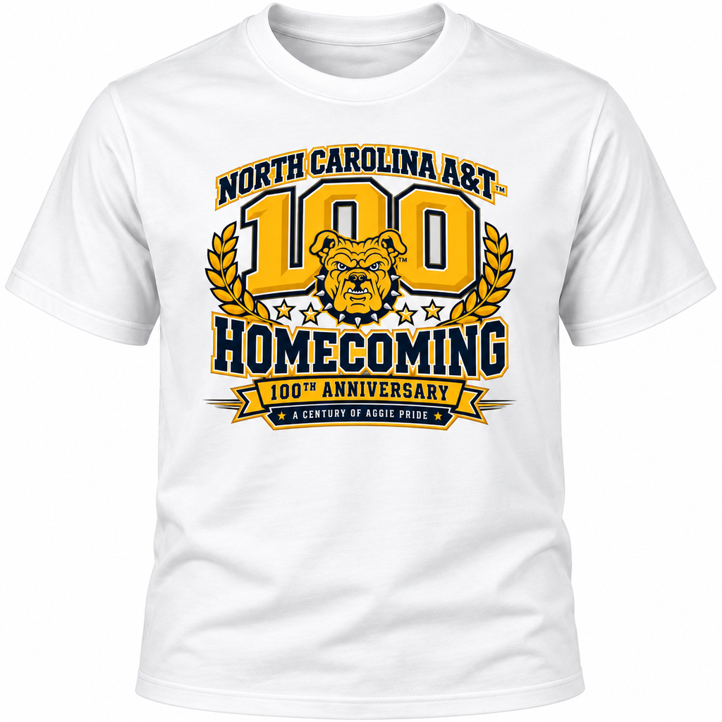 NC A&T 100-Year Homecoming T-shirt in white