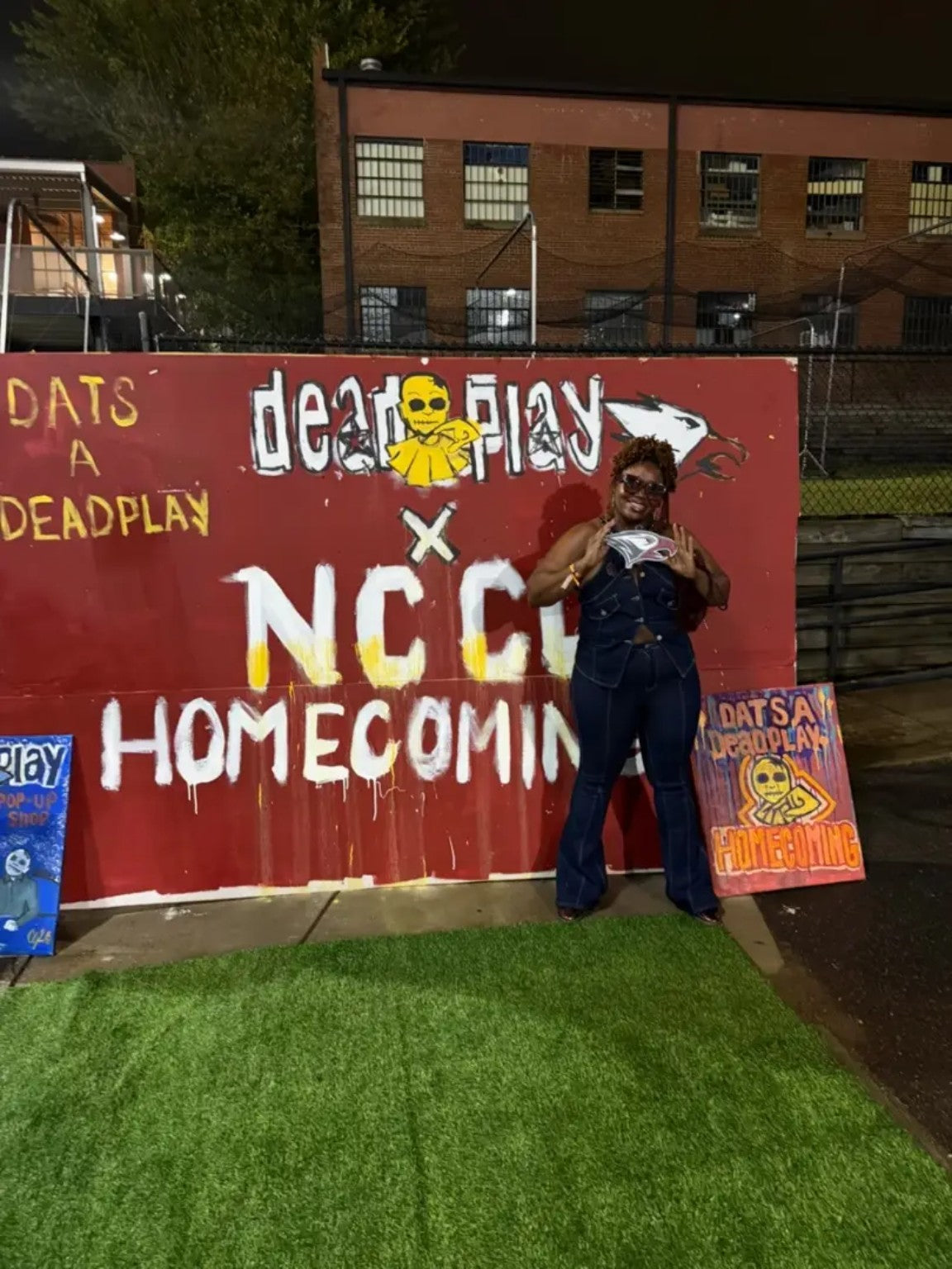 Fan displaying the NCCU Eagles Hype Chain at homecoming
