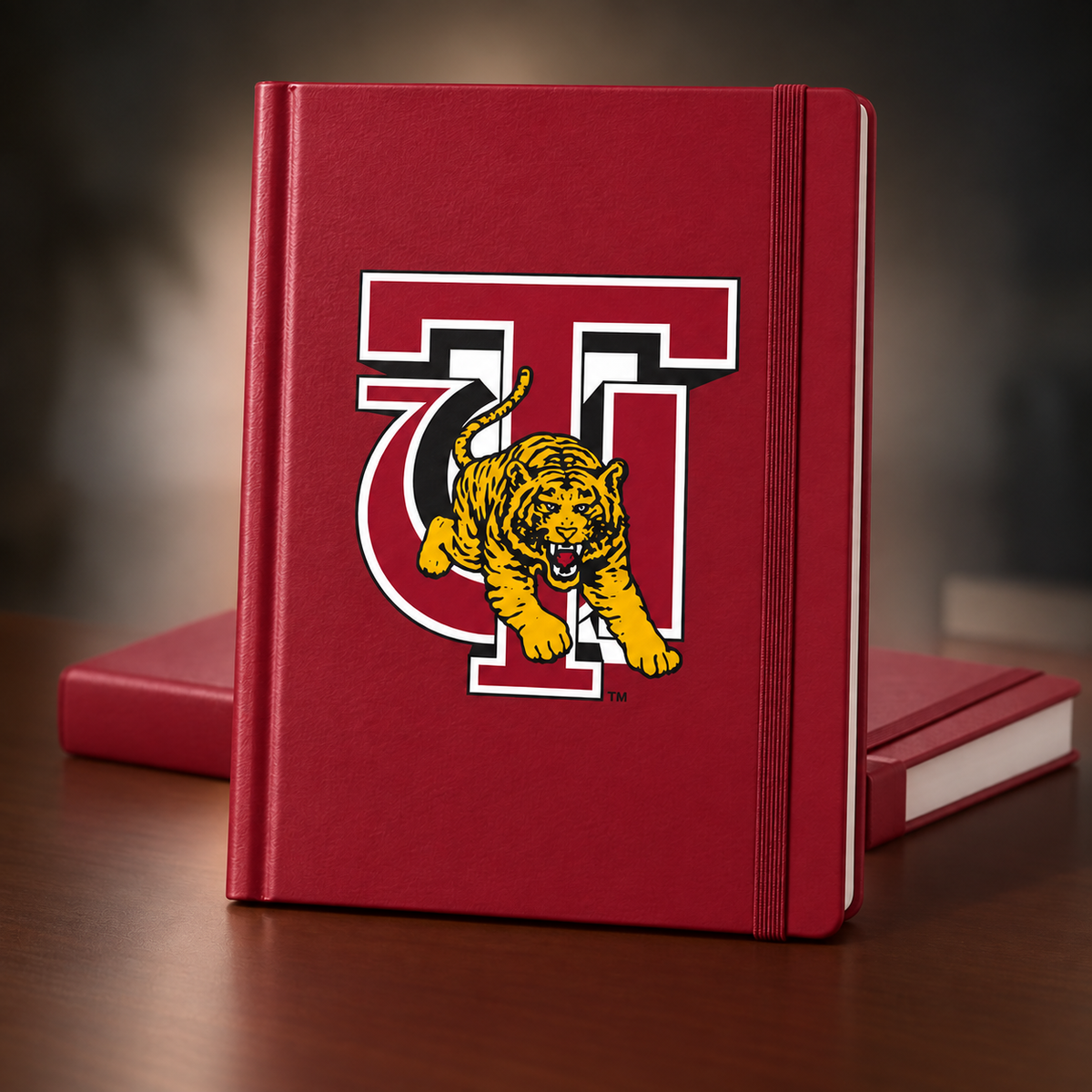 Tuskegee University crimson journal and planner with Golden Tiger logo