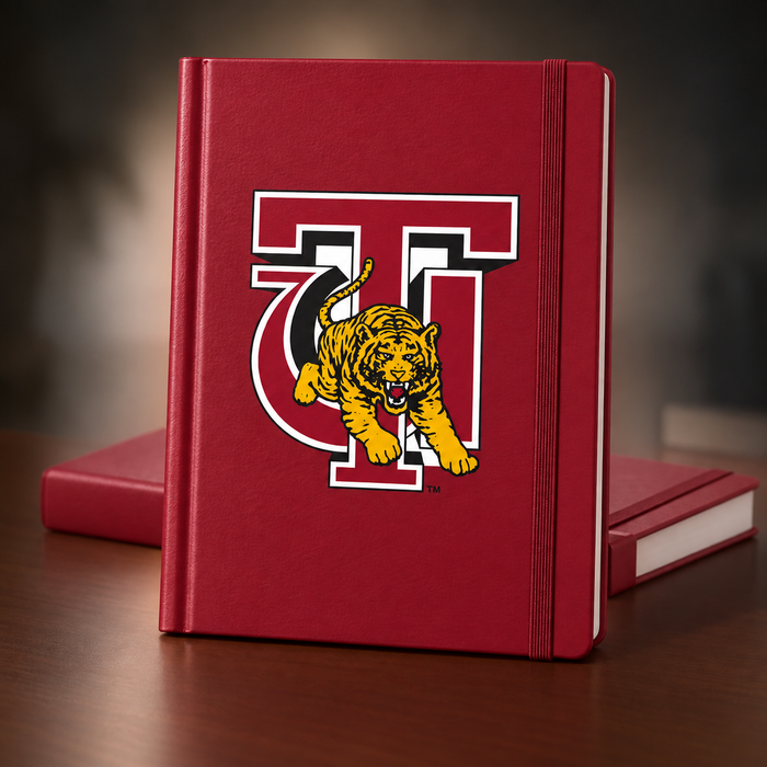 Tuskegee University crimson journal and planner with Golden Tiger logo