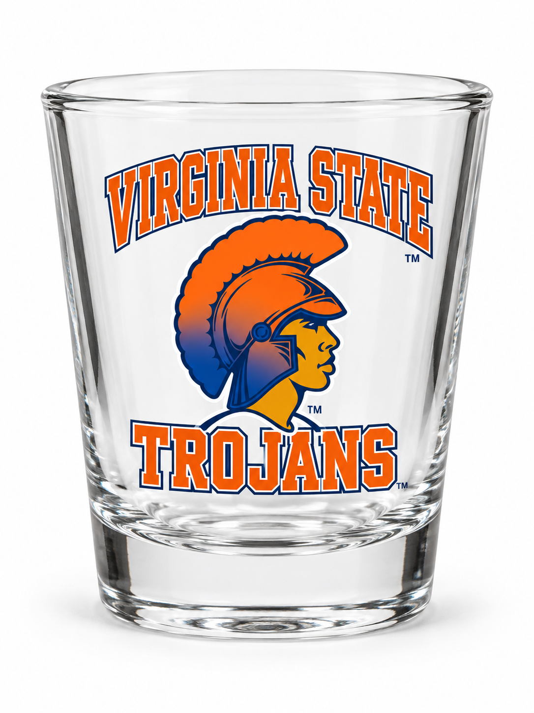 Virginia State Trojans clear shot glass mockup