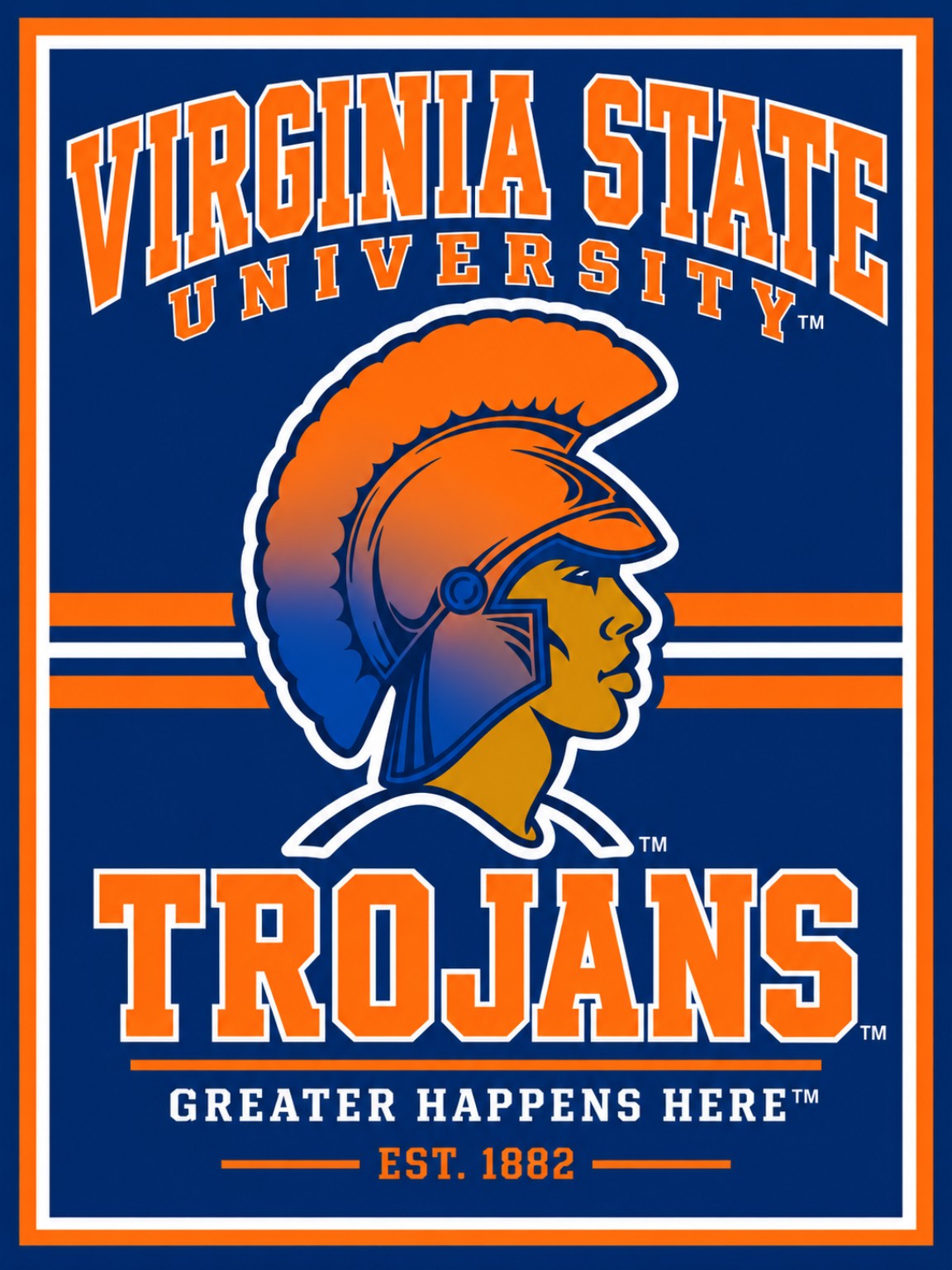 Virginia State Trojans throw flat artwork