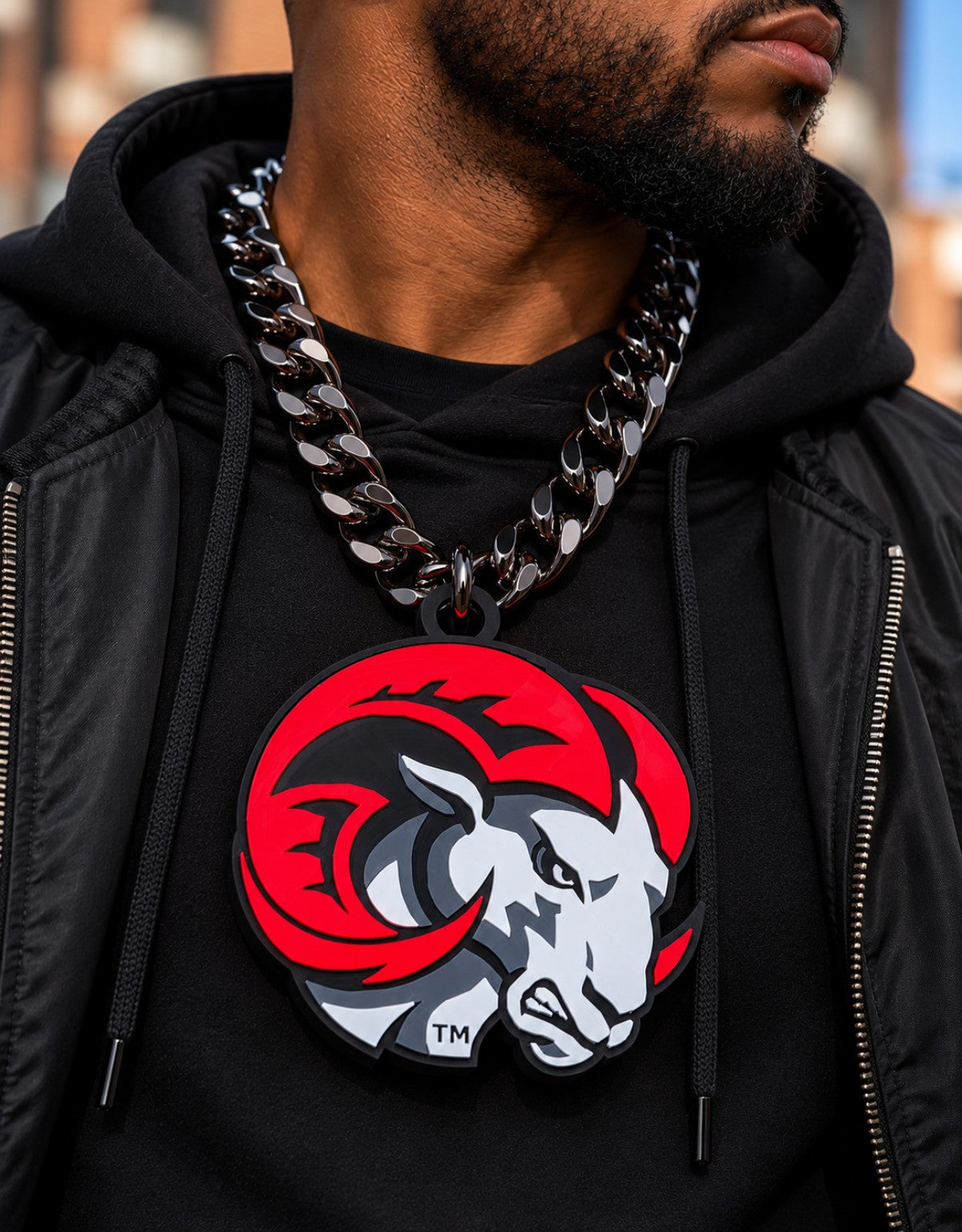 Close-up of Winston-Salem State Rams hype chain pendant